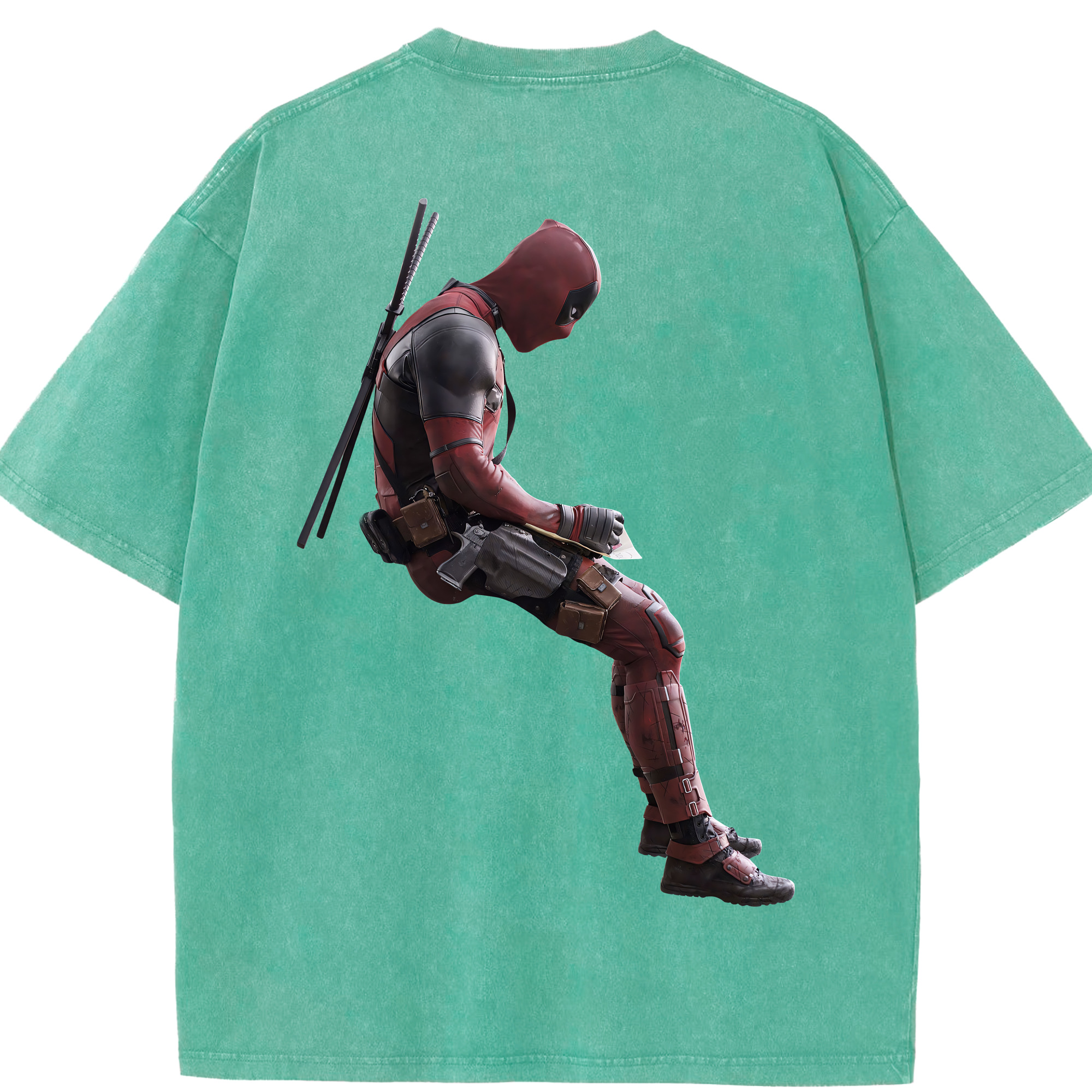 （画像用） Deadpool デッドプール 綿100% ヴィンテージ風 半袖Tシャツ（背面プリント）